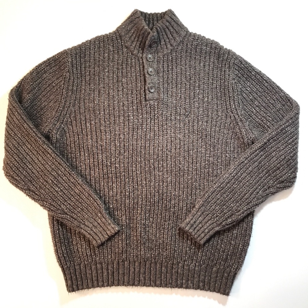 Nautica 1/4 Button Heavy Knit Cotton Sweater Sz XL